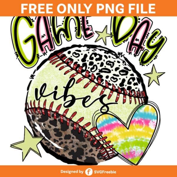 Softball Game Day Doodle Heart Clipart