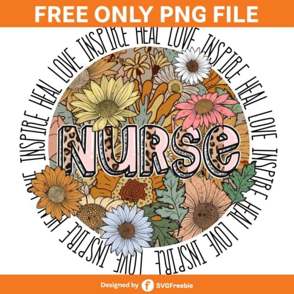 Nurse Floral Retro Spring Flowers Design