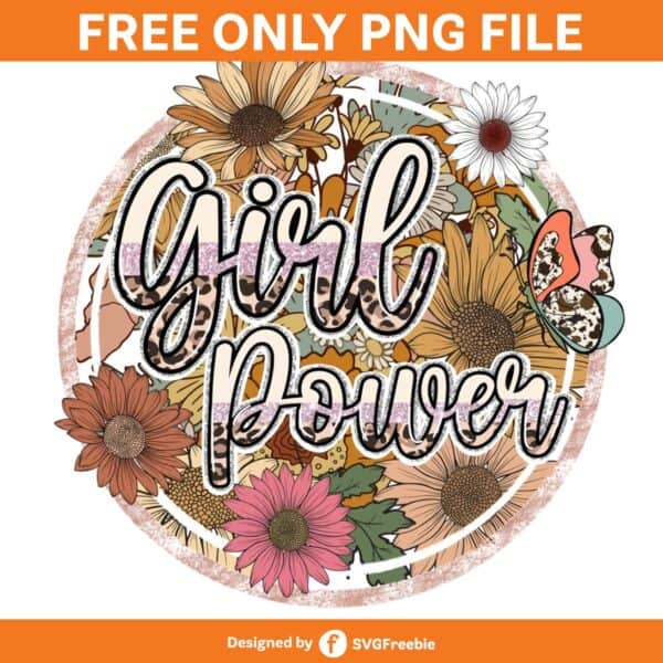 Girl Power Retro Spring Floral Mama PNG