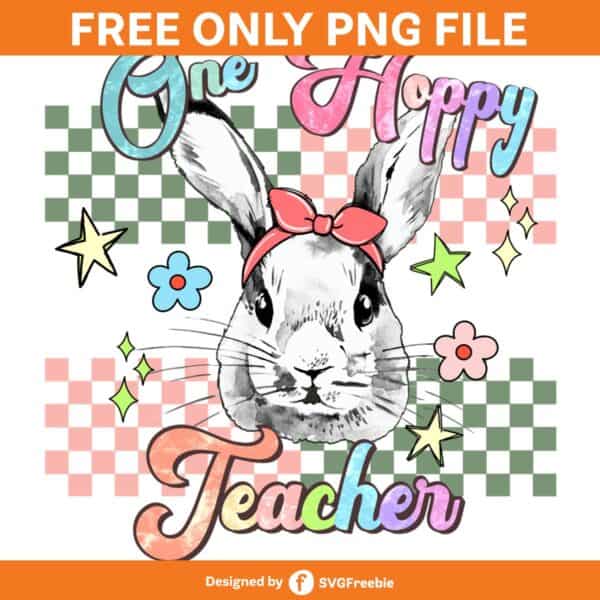 Teacher Easter Bunny Retro Sublimation