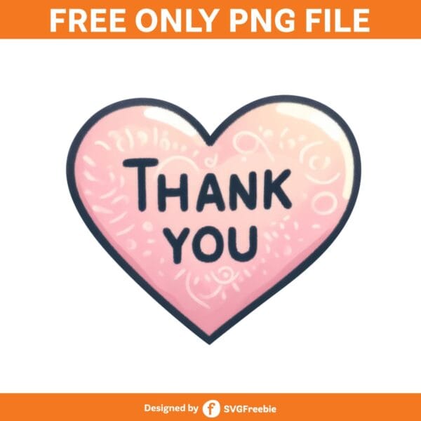 Thank You Heart Sublimation Clipart PNG