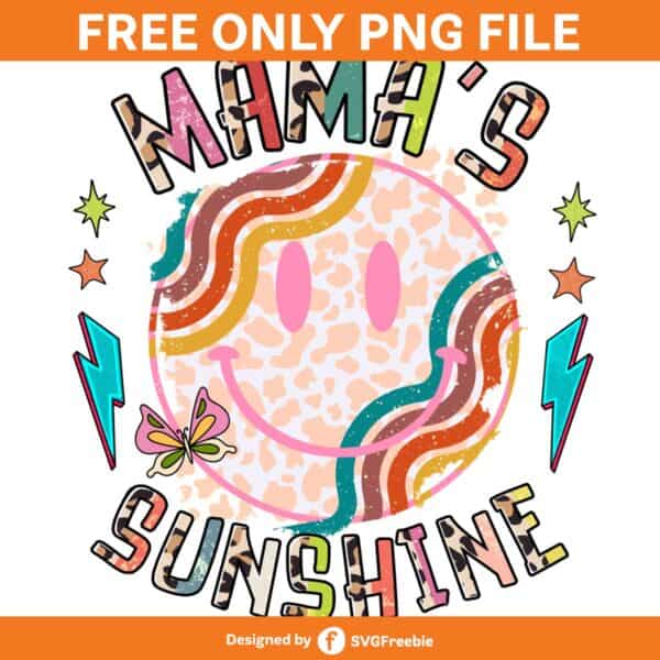 Sunshine Mama Retro Groovy Smile PNG