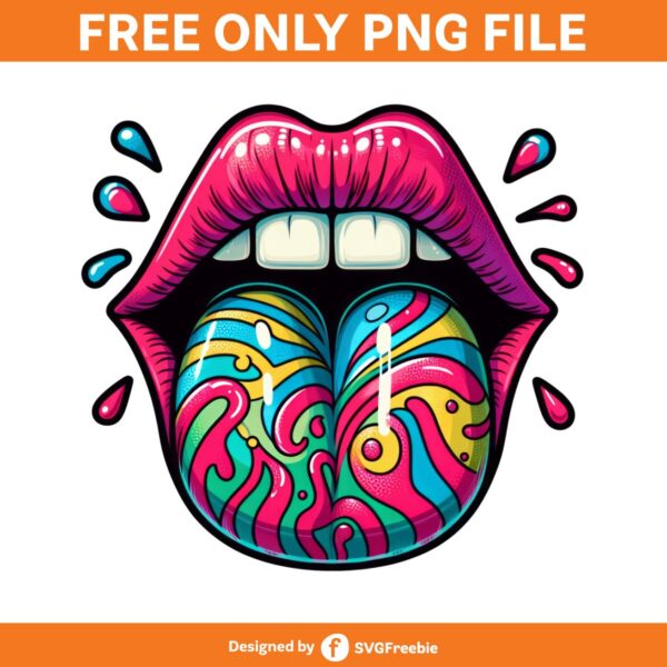 Hippie Mouth Sublimation Clipart PNG