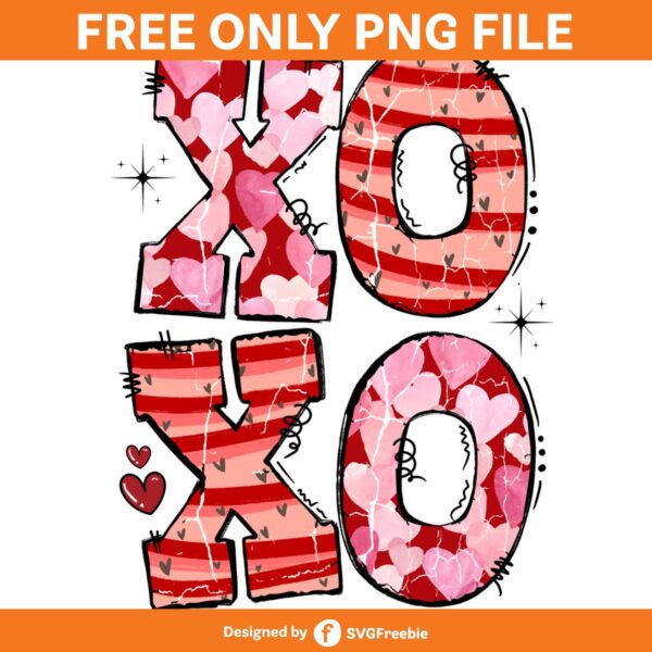 Xoxo Heart Valentines Distressed PNG