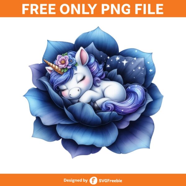 Cute Sleeping Baby Unicorn Clipart PNG