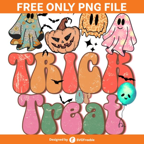 Retro Spooky Season, Trick or Treat PNG