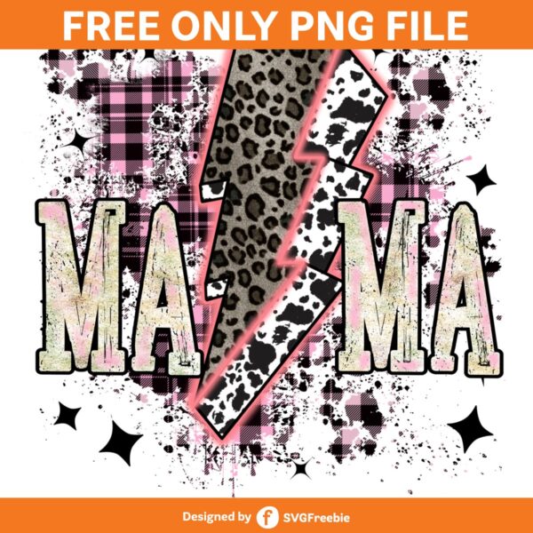 Mama Lightning Bolt Leopard Pink Print