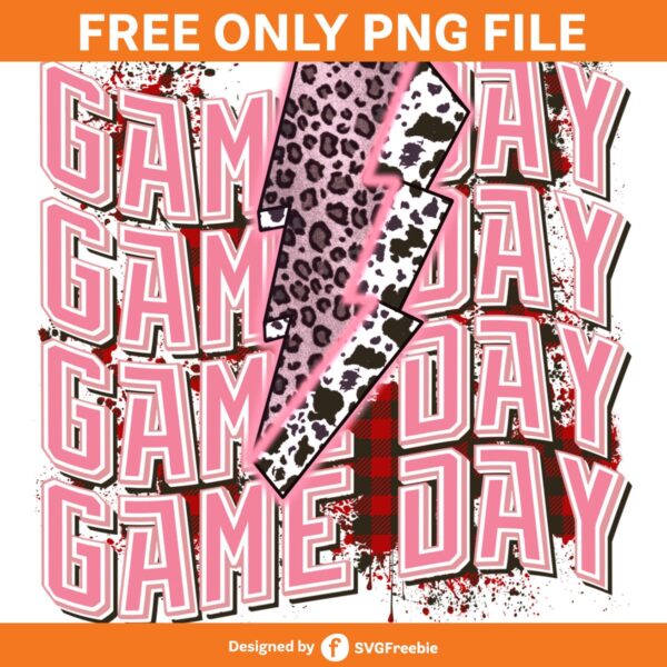 Game Day Lightning Bolt PNG, Wavy Pink