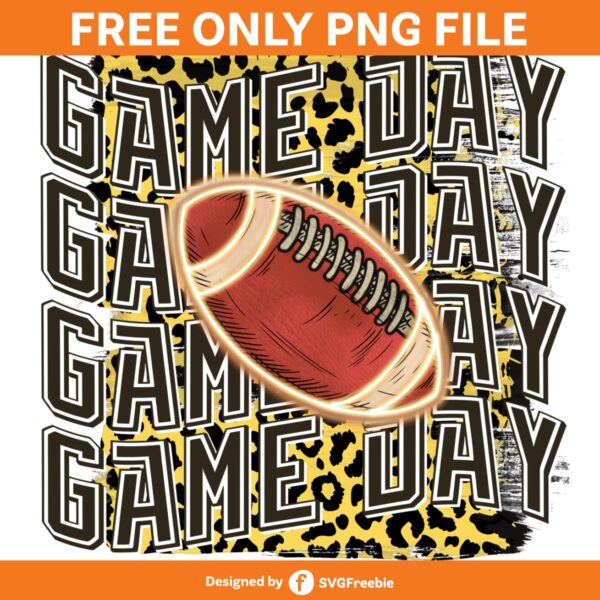 Game Day Football Leopard Wavy PNG