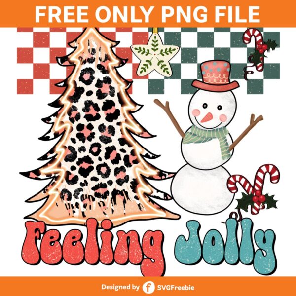 Feeling Jolly Christmas Tree Snowman PNG