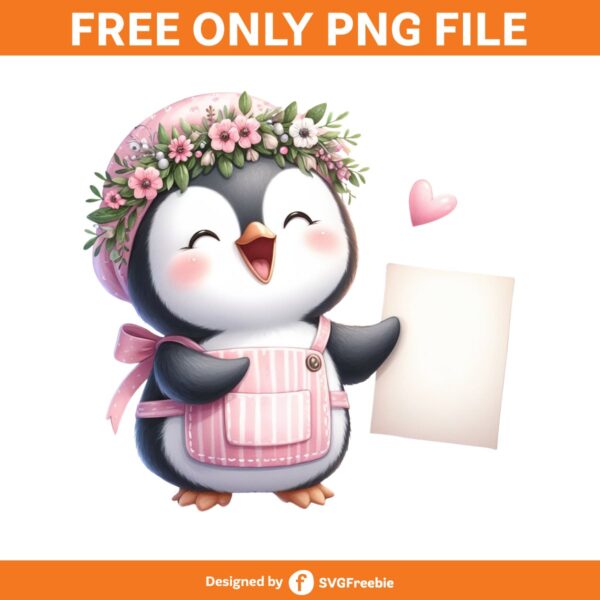 Lovely Penguin Valentine's Day Clipart