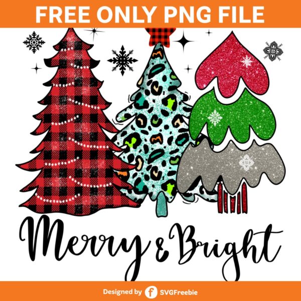 Merry and Bright Christmas Tree PNG