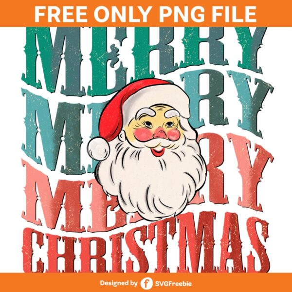 Retro Merry Christmas Santa Sublimation