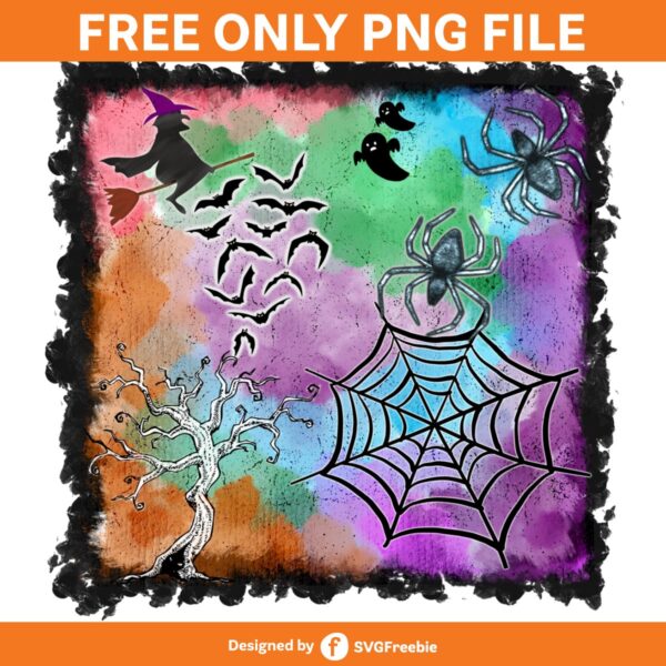 Watercolor Halloween Vibes PNG, Grunge