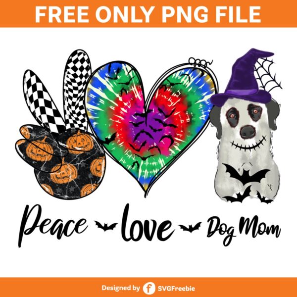 Peace Love Dog Halloween PNG