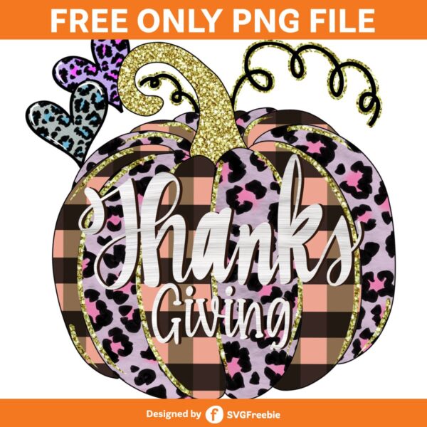 Thanksgiving Pumpkin PNG, Leopard Print