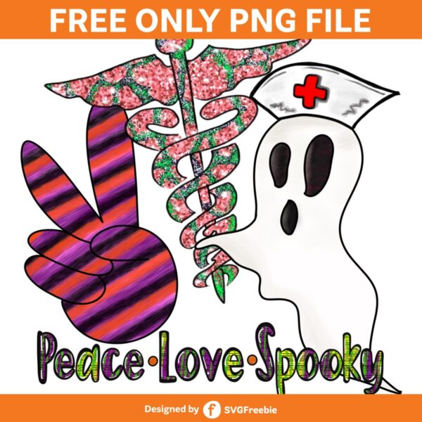 Peace Love Spooky Nurse PNG, Halloween