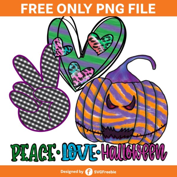 Peace Love Halloween PNG, Pumpkin Fall