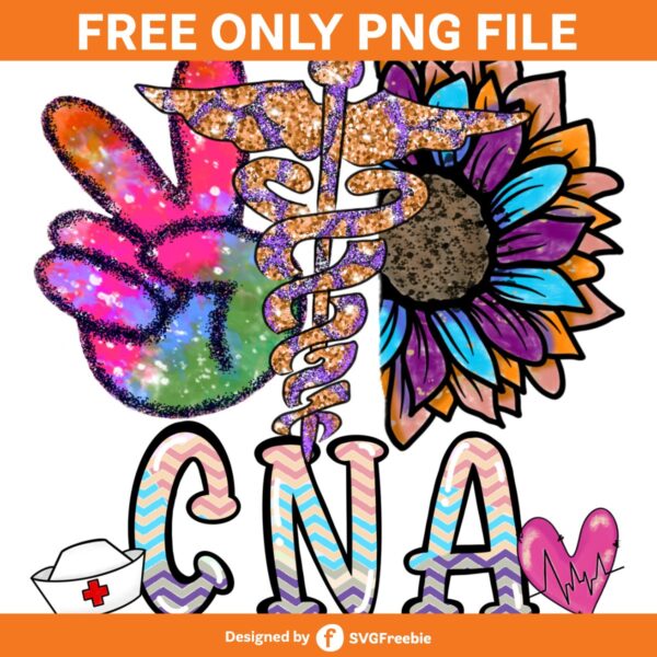 Peace Love CNA Sublimation PNG, Nursing