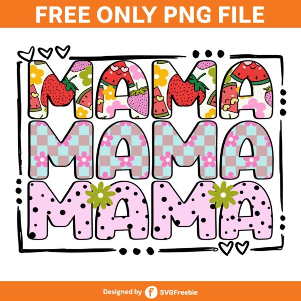 Mama Summer Vibes Letter Doodle Cute PNG