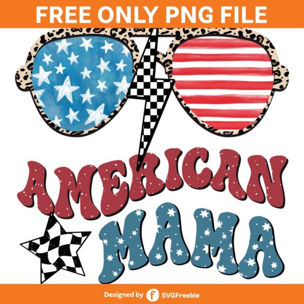 American Mama USA Flag Lightning Bolt