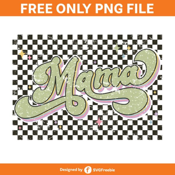 Retro Checkered Mama Pink Mom Life PNG