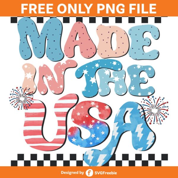 Made in the USA American Flag Retro PNG