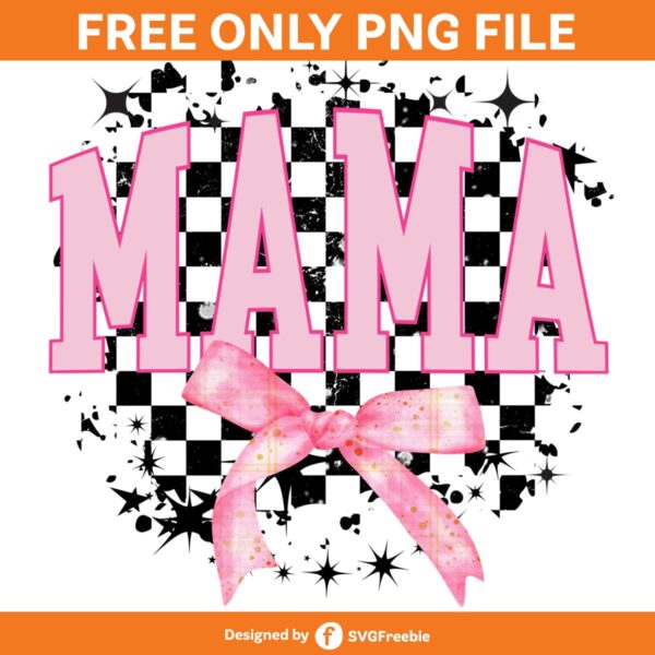 Retro Mama Checkered Coquette Pink Bow