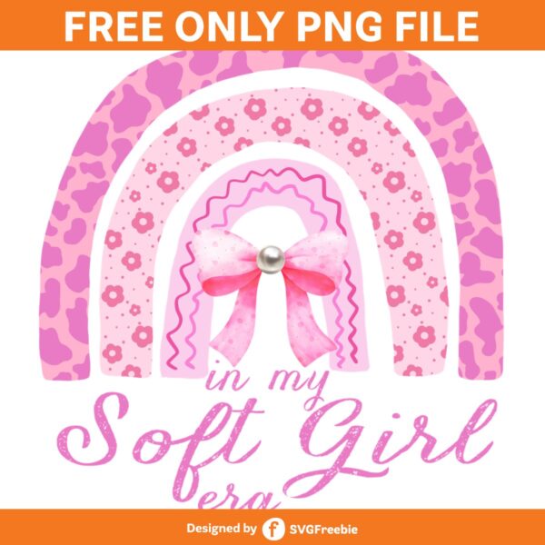 Soft Girl Coquette Pink Bow Rainbow PNG