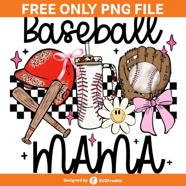 baseball-mama-groovy-retro-checkered-png