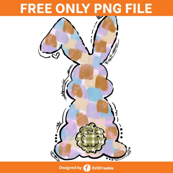 Easter Bunny Boho Doodle Watercolor PNG