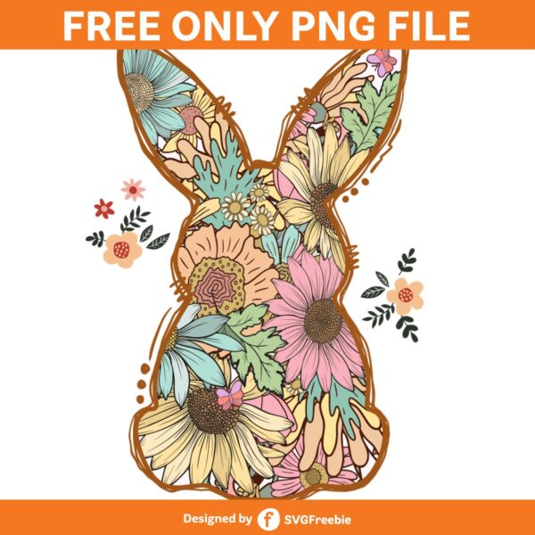 Easter Bunny Flowers Boho Sublimation