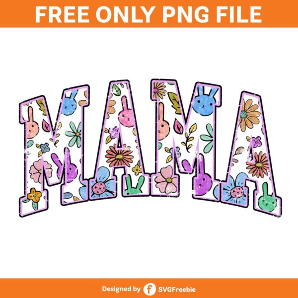 Mama Easter Retro Varsity Distressed PNG