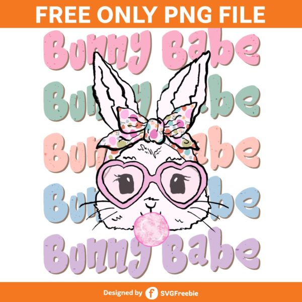 Easter Bunny Retro Groovy Stacked PNG