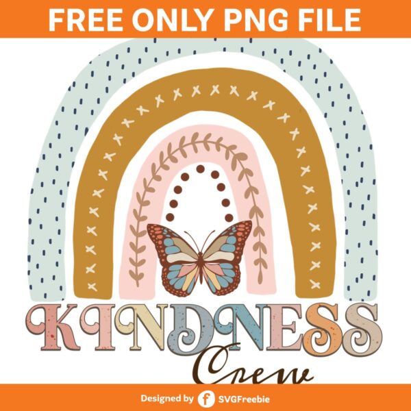 Kindness Rainbow Boho Retro PNG