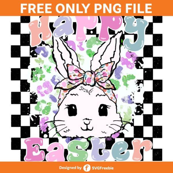 happy-easter-bunny-cute-pastel-checkered