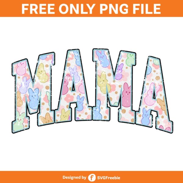 Mama Easter Retro Varsity Distressed PNG