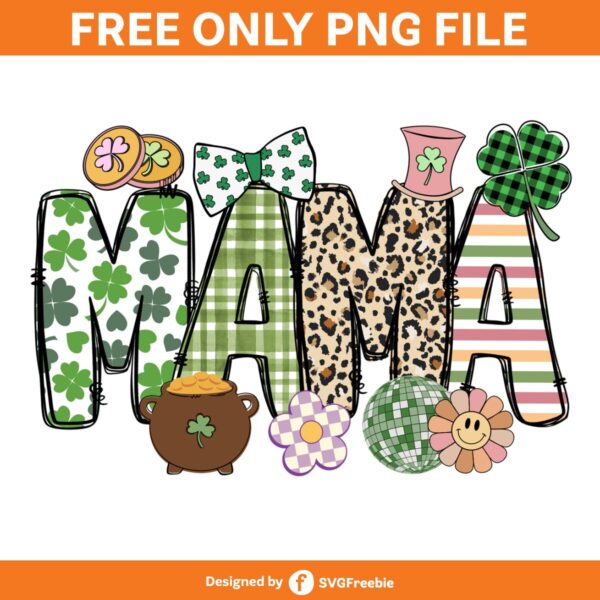 Mama St Patricks Day Lettered Doodle PNG