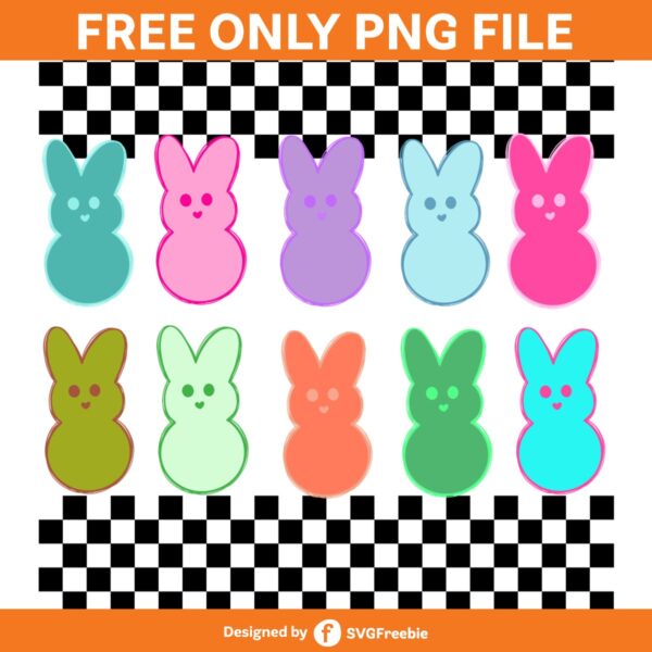 Colorful Easter Bunny Checkered PNG