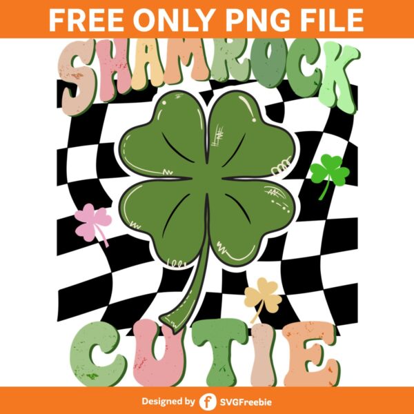 Lucky Vibes Shamrock Retro Checkered PNG