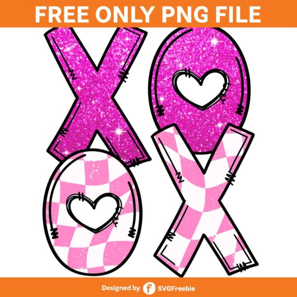 Xoxo Hearts Valentines Day Glitter PNG