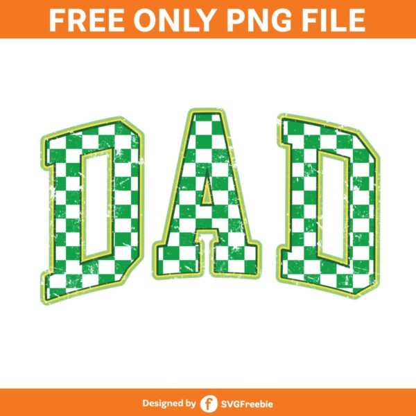 Dad Retro Varsity Checkered Green PNG