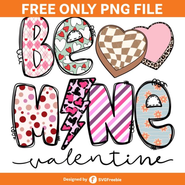 Be Mine Valentine Letter Doodle Cute PNG