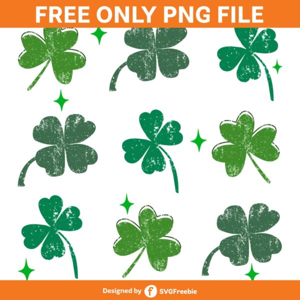 Shamrock Clover Stacked Distressed PNG