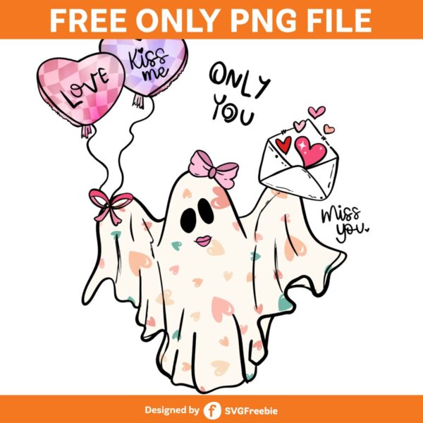 Ghost Valentine Day Candy Heart, Boo PNG