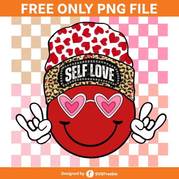 Self Love Valentine Retro Checkered PNG