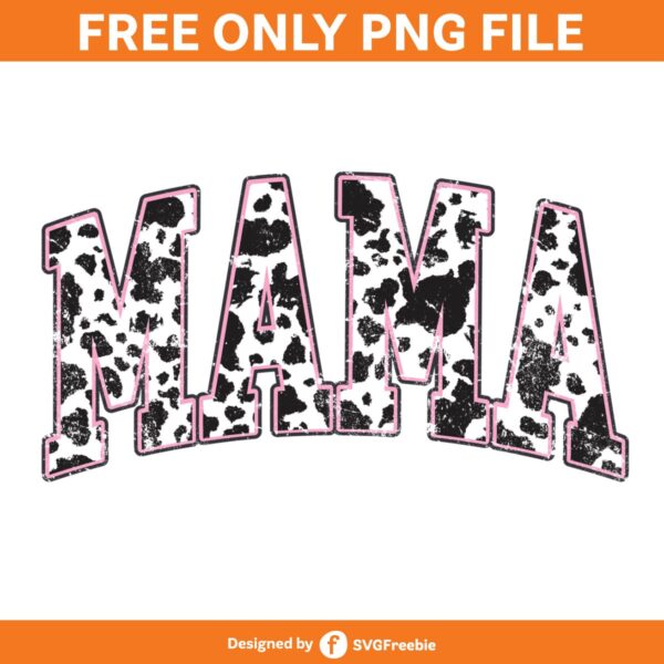 Mama Pink Cow Western Retro Varsity PNG