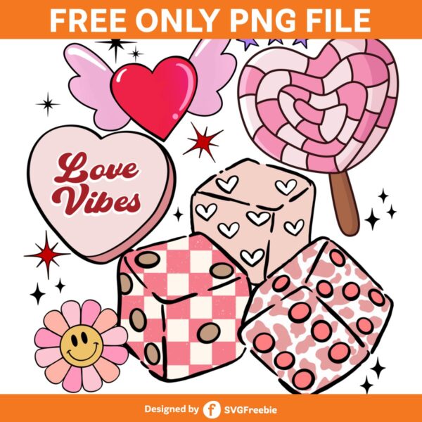 Feeling Lucky Retro Valentine Vibes PNG