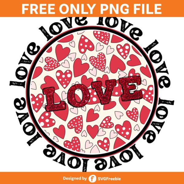 Love Vibes Retro Valentine Hearts PNG