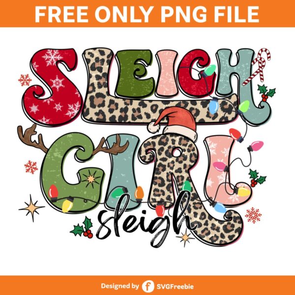 Sleigh Girl Sleigh Retro Merry Christmas